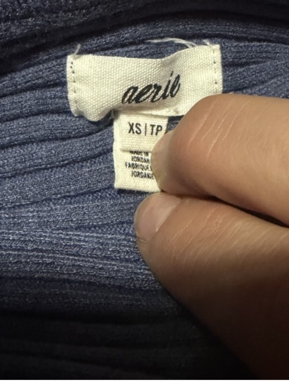 Aerie Blue Ribbed Cropped Tank Top Fitted Bralette Style Size XS - Picture 2 of 3